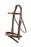 Calgary Combined noseband bridle Brn/Gld Cob